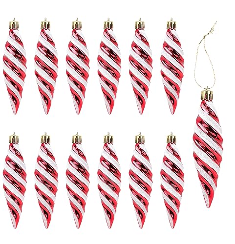 DAHI 12pcs Glitzer Christbaumanhänger Tannenbaum Zapfen rot...