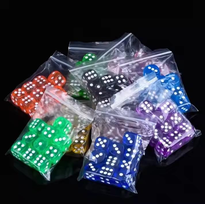 Regy Six Sided 16mm Transparent Dice Die for DND, MTG, RPG, Tenzi, Yahtze, Bunco, Table Borad Games, Math Teaching (6 Multicolour Dice Set) Pack of 36pcs 2