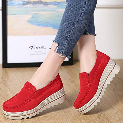 Image of YING LAN Women Slip On Loafers Comfort Suede Moccasins Wide Low Top Shoes