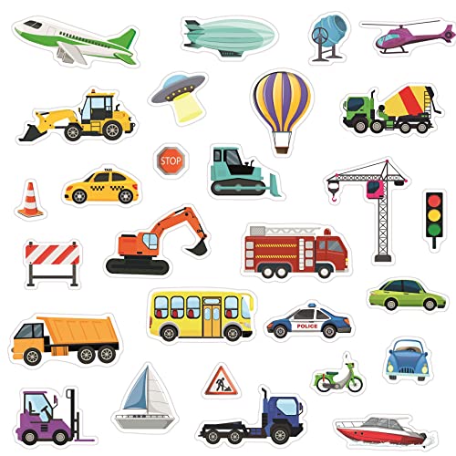 WALPLUS Jelly Stickers for Windows Thick Window Gel Clings for Airplane Construction and City Transport Reusable Gel Stickers for Kids Toddlers Classroom Nursery Party Supplies Decals 28 PCS