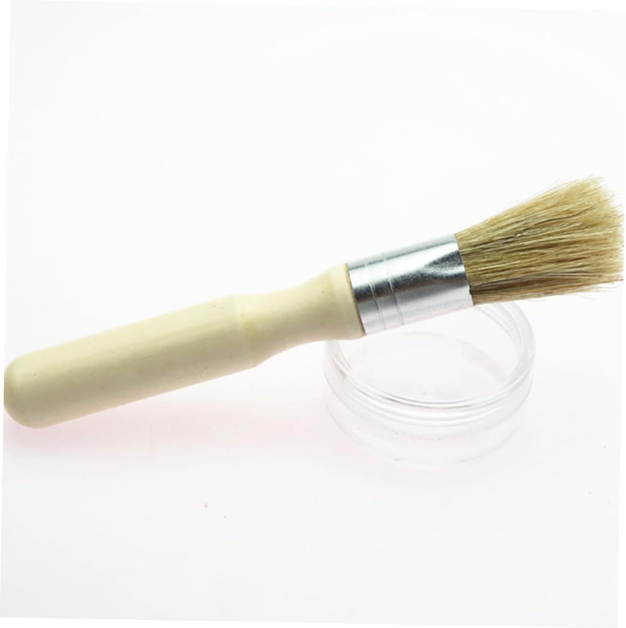 NUOBESTY 2pcs Round Head Wooden Handle Stencil Brushes for Oil and Acrylic Painting Small Bristle Painting Tools for Artists and Beginners Suitable for Craft Projects