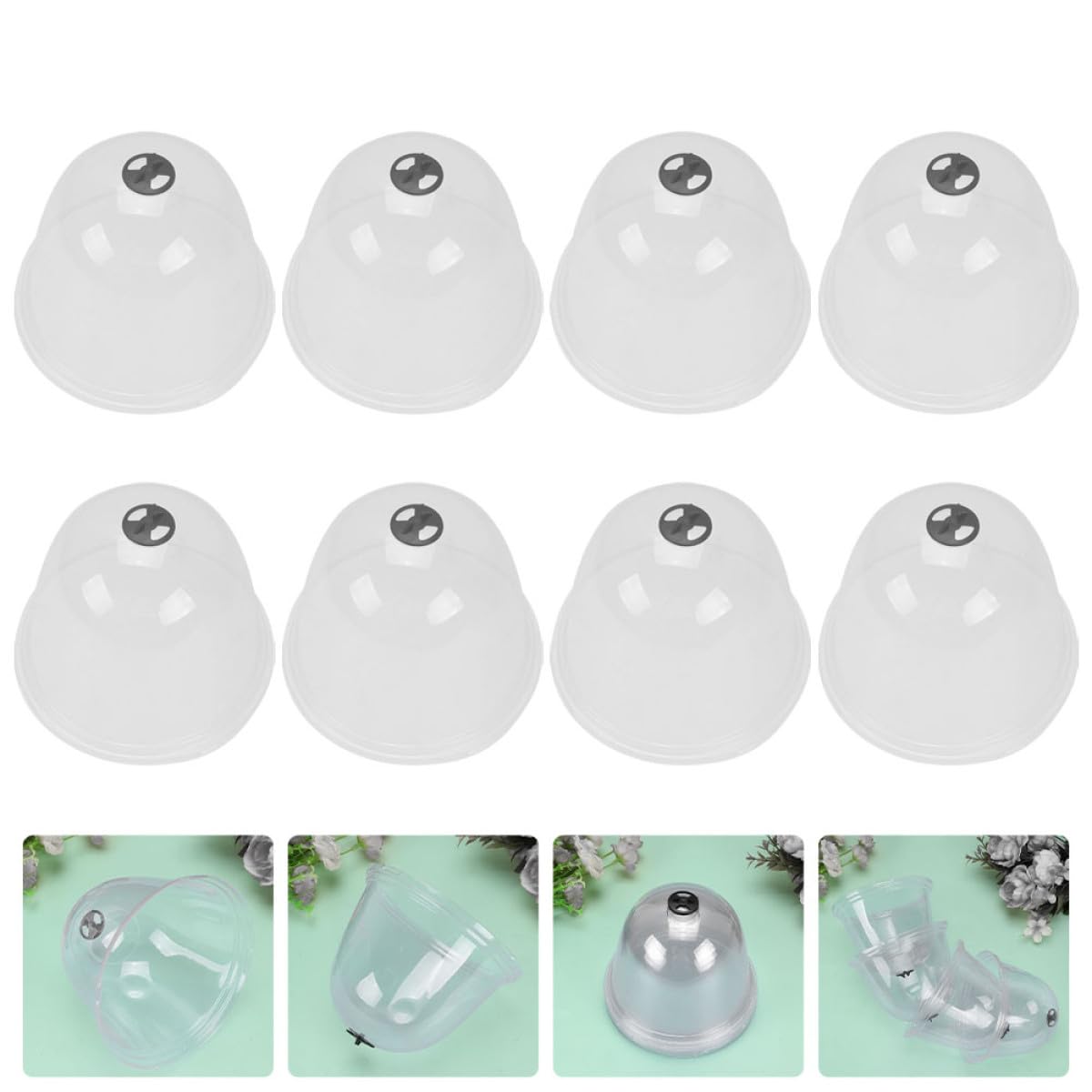 Toyvian Coperture per Piante Succulente Antipioggia in Plastica Traspirante 8 Pezzi, Coperchi Idratanti per Coltivazione e Protezione Piante da Esterno, per Giardino e Vaso Grande