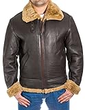 Herren echte Schaffell LuftstreitkrŠfte Jacke, Kragen Schnalle GŸrtel fŸr einen warmen eng anliegende
