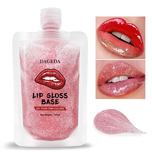 DAGEDA Lip Gloss Base,Moisturizing Glitter Lip Gloss Base And Diy Shimmer Lip Makeup Primers, Non-Stick Lip Glaze Base Oil For DIY Handmade Organic Lip Balm Lip Gloss Lipstick Primer,Women&Girls(Pink)