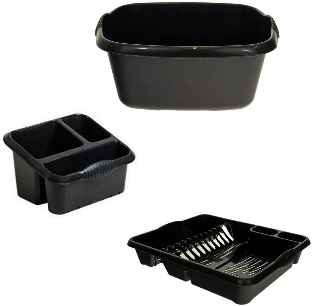 Plastic Large Kitchen Sink Set of 3 Rectangular Washing Up Bowl, Sink