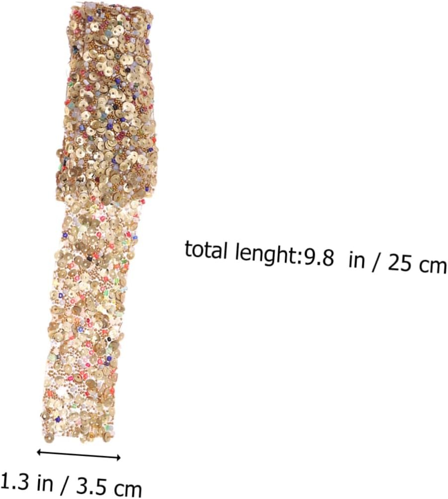 Golden Sequin Bling Ribbon Trim for Dress Sash Bags Shoes Embellishments Rhinestone Shell Decor for Crafting and Fashion Accessories