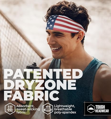 Image of Tough Headwear Tough Outfitters Headband for Men - Mens Headbands - Working Out Sports Performance Head Bands - Athletic Cycling Running Sweat Band, Football Headbands - Sweat Bands Men /Women