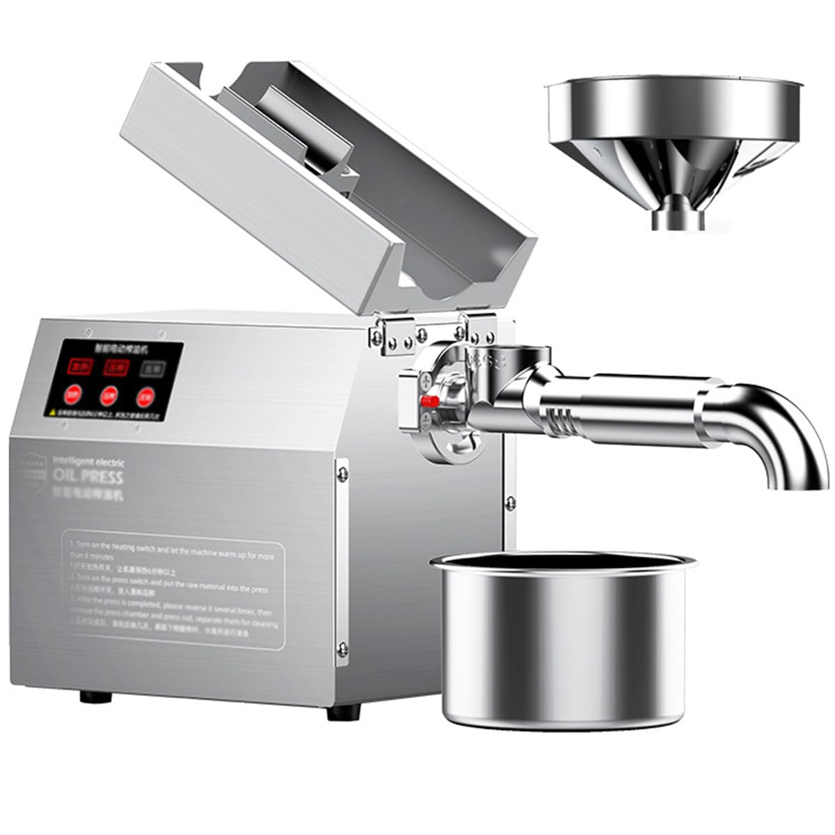 MYUYEE Oil Presser Stainless Steel Expeller Machine,Automatic Press Commercial Domestic,For Linseed Olive Kernel Almond, Sesame