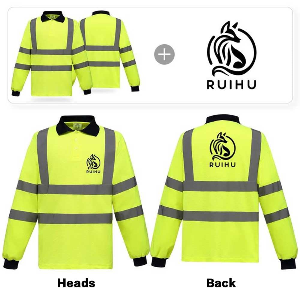 Polo de manga larga de alta visibilidad personalizado certificado EN reflectante ropa de trabajo transpirable PPE con logotipo impreso para construcción al aire libre