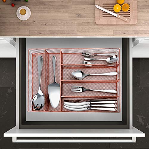 Elegant Life Silverware Set 53-Piece with Organizer Tray for 8, Including 40-piece Cutlery Set, 5-piece Serving Set, 8-piece Meat Forks Stainless Steel Cutlery Set, Mirror Polished (Pink)