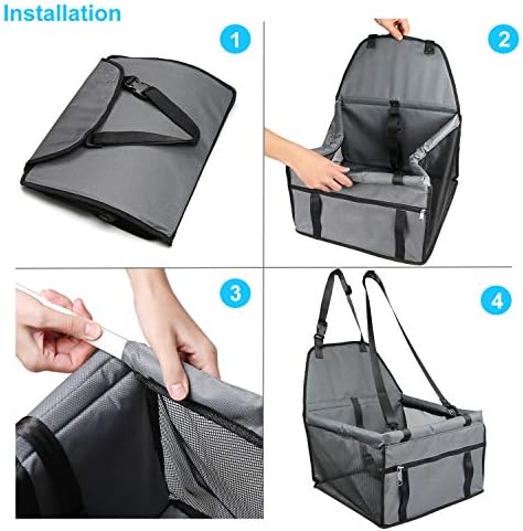 Zellar Dog Car Seat, Waterproof Dog Car Booster Seat with Seat Belt Harness and Headrest Strap, Pet Travel Carrier Cage for Dog Cat Puppy