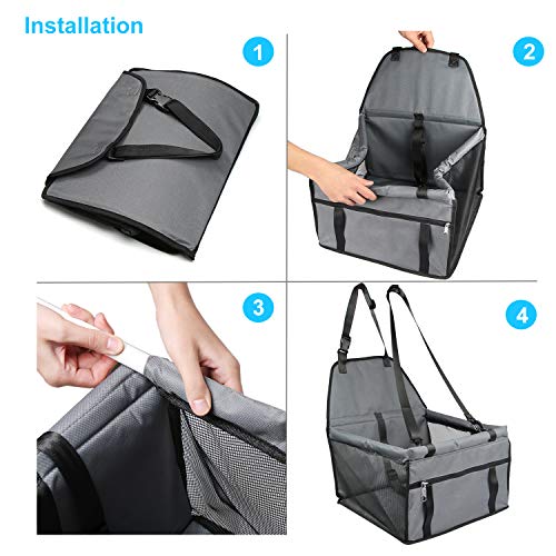 Zellar Dog Car Seat, Waterproof Dog Car Booster Seat with Seat Belt Harness and Headrest Strap, Pet Travel Carrier Cage for Dog Cat Puppy - Image 6