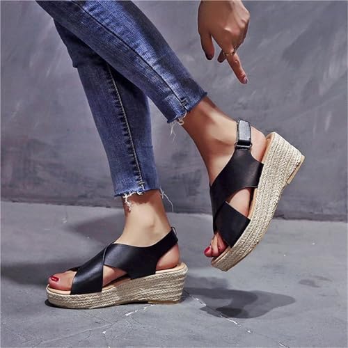 Women Minimalist Wedge Sandals Open Toe Thick Soled Platform Casual Sandals Ankle4