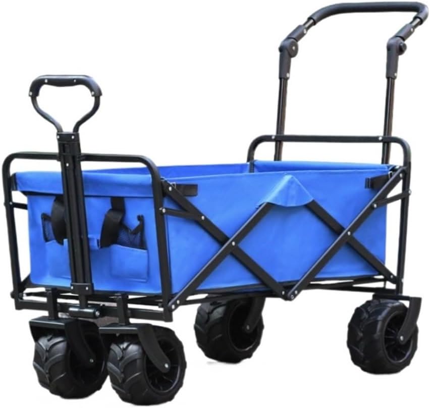 Folding Wagon Cart Beach Wagon Grocery Wagon Outdoor Folding Utility Wagon Outdoor Utility Wagon Folding Camping Cart Garden Transport Truck Adjustable Handle Garden Wago