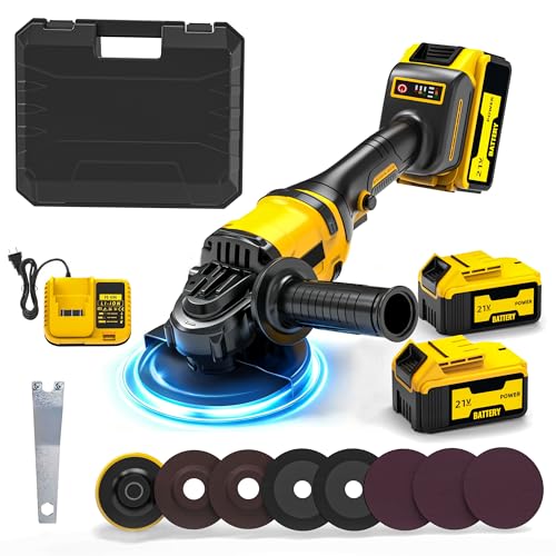 Cordless Angle Grinder: Brushless Angle Grinder Tool with 2X 4.0Ah BatteriesCharger Power Angle Grinders for Cutting Rust Removal Grinding and Polishing