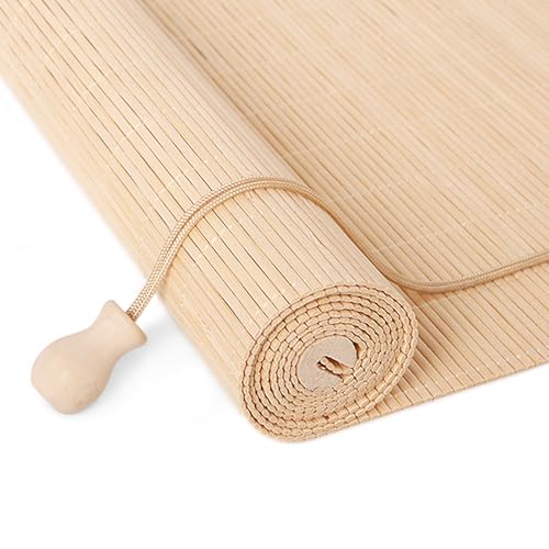 Estor Enrollable de Bambú para Interiores150x300cm Persianas Enrollables y Estores Anti-UV，Persiana Enrollable de Bambú，Protección Solar y Oscurecimiento，Color de Madera Natural