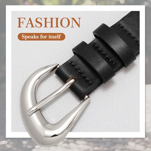 Leather Belt for Women Fashion Ladies Waist Belt with Silver Buckle for Jeans Pants Dress2