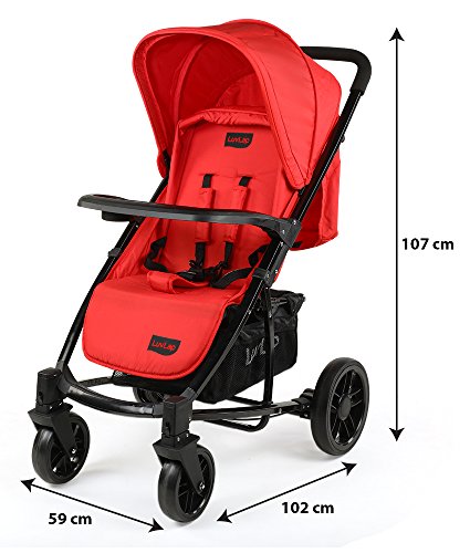 Image of LuvLap Elite Baby Pram Stroller - Red