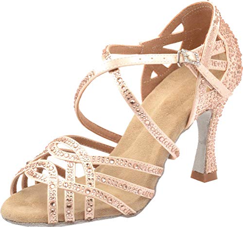 Chaussures de danse latine bout ouvert avec semelle suède souple