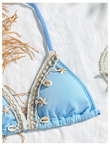 Girl's 2 Piece Swimsuits Shell Halter Triangle Bikinis Summer Vacation Bathing Suits3