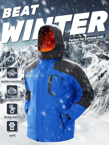 Image of TACVASEN Men's Winter Skiing Jackets Water Resistant Fleece Coats Insulated Thermal Snowboard Jacket Parka Raincoat with Hood