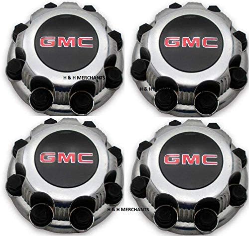 H & H Merchants 4pcs. GMC Sierra 1500 2500 Yukon XL 1999-2010 Center Caps (GMC Black/RED Logo)