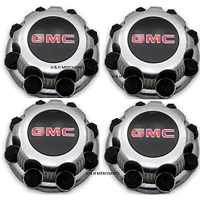 H &amp; H Merchants 4pcs. GMC Sierra 1500 2500 Yukon XL 1999-2010 Center Caps GMC BlackRED Logo