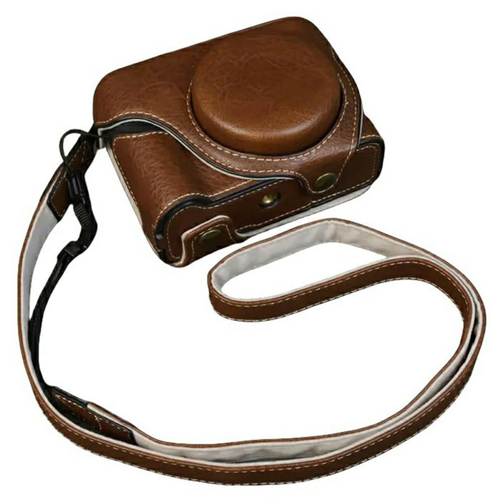 for Canon PowerShot V1 Camera Case with Battery Opening Portable Leather Camera Protective Cover - Coffee-picture-24