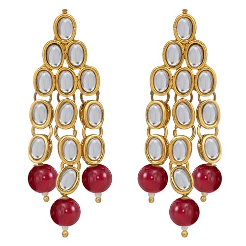 Image of Peora Kundan Faux Pearl Long Necklace & Jewelry Set Gift for Women