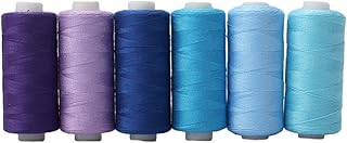 Guangcailun Hilos de Coser de Bobina prebobinados para Varios proyectos, cordón de Hilo de poliéster para Herramienta de artesanía DIY, Línea Azul de 6 Colores
