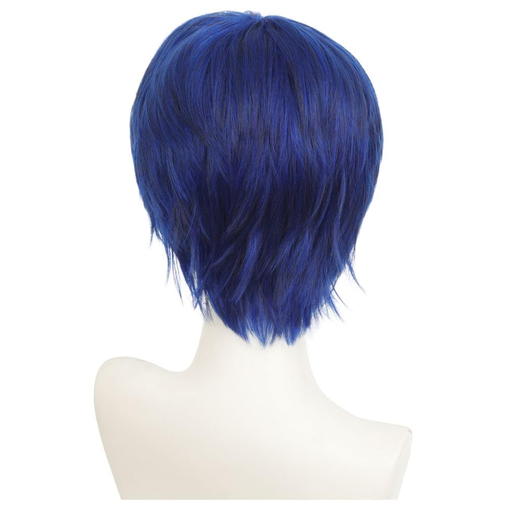Blue Anime Wig Navy Short Straight Cosplay Hair Wigs Layered Synthetic Fibre Wig for Party Costume Halloween Unisex Use - Image 5