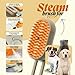 3-in-1 Steam Pet Brush for Cats & Dogs – Self-Cleaning Grooming Comb with Spray Mist, Massage & Shedding, Rechargeable USB, Anti-Static, Foldable Handle – Kakhi