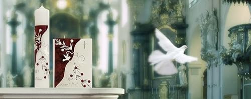 Taufkerze Kommunionkerze Junge Mädchen 400/40 mm VT-32 inkl. Zubehör für selbstbeschriften