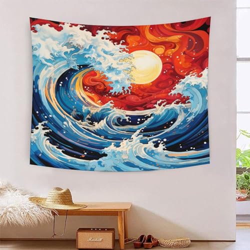 Tapisserie vague océan 3D pour habiller un mur blanc et créer une ambiance évasion unique