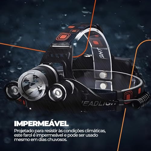 Lanterna de Cabeça Profissional Recarregável, Poderosa e Confortável, Ilumine Suas Aventuras!