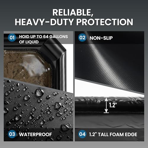 DremGara 7'9" x 18' Heavy-Duty Garage Floor Mat - 610GSM Commercial-Grade PVC Containment Mat with 1.2" Raised Edges to Trap Water, Mud, Snow & Oil, Waterproof Garage Floor Mat for Cars, Non-Slip by DremGara - Image 6