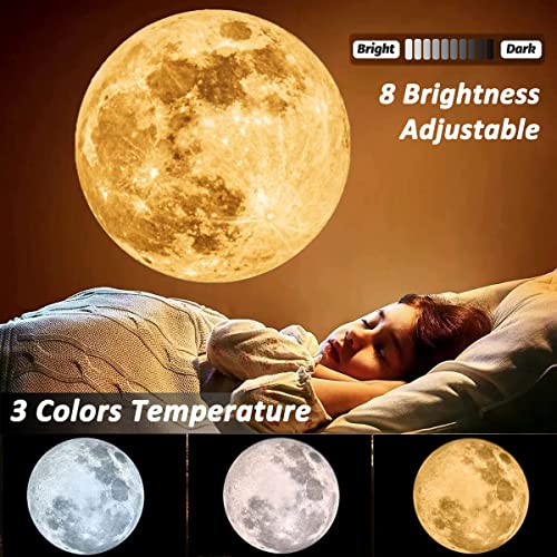 Image of Upgraded Non-Fade Moon Projector Night Light, USB Powered Moon Lamp with 3 Lighting Colors, Brightness Adjustable Atmosphere Night Light Projector, Gift for Kids Couples Wall Ceiling Decor