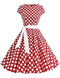 Kurzarm - A-Linie Octopus Damen Rockabilly Kleid Petticoat Partykleid Cocktailkleid (K2) f5471 Farbe: Kleid Rot Weiss K2(ro-w) Gr. 40 (L)
