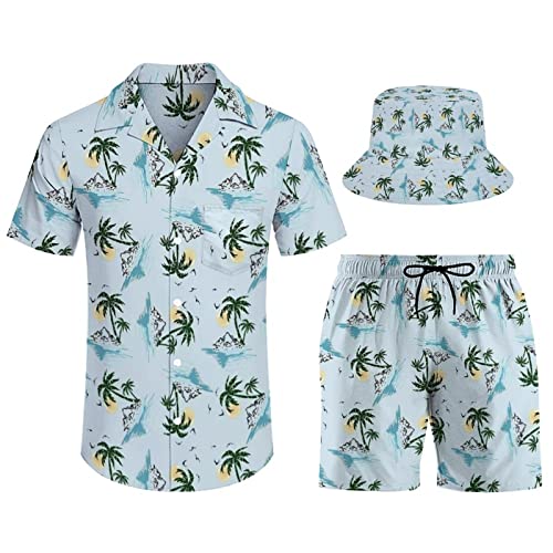 Chemise hawaïenne bananes 3 pièces avec short et chapeau cloche pour vos soirées plage