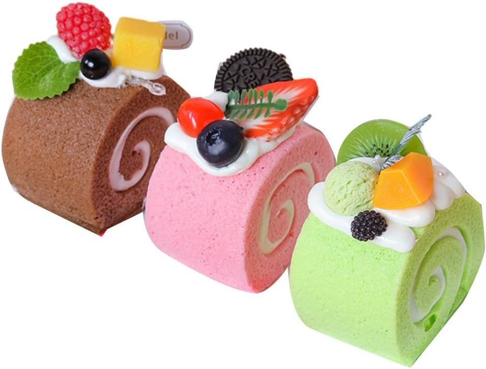 3 Pack Realistic Simulation Cake Models, 6x6cm PU Fake Food Props Bakery Shop Display, Market Stall Decor, Role Play Toy, Not Edible (Assorted Shapes)(egg)