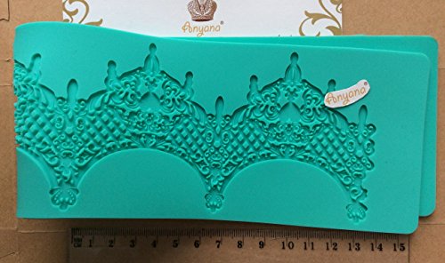 14.5" Jewels Baking Fondant Sugar Lace Silicone Mat Wedding Cake Decorating Mold Chandelilac Edible Lace Embossed Sugarcraft Tools For Cupcake Topper Decoration Anyana #TOP3