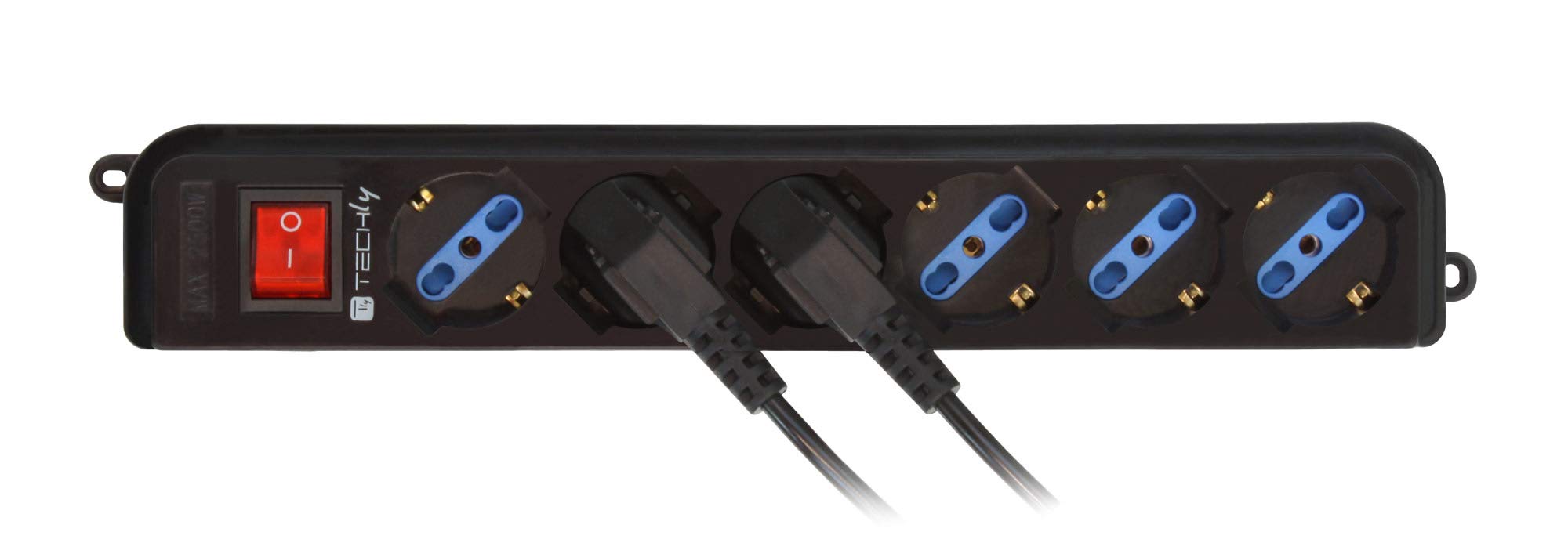 Presa Elettrica 2P+T 16A Bipasso Techly - Nero, Policarbonato, Alveoli In Ottone - Foto 7