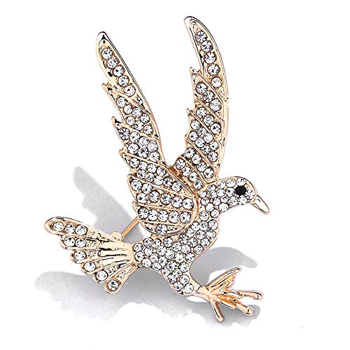 Broche colombe pigeon strass unisexe, le cadeau tendance pour homme et femme