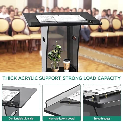 Podio transparente de acrílico premium con estante para eventos 7