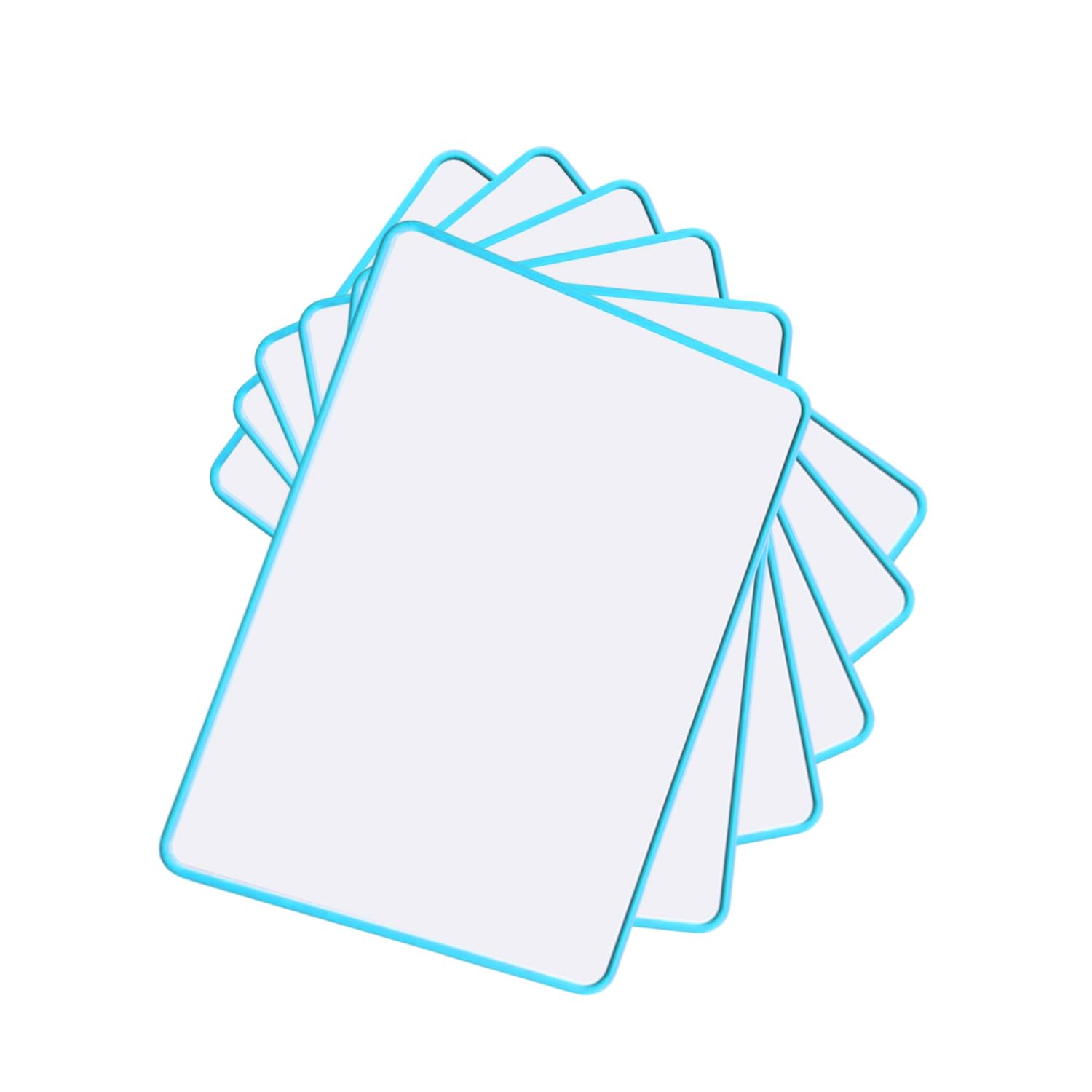 Pack of 6 A4 Double Sided Magnetic Erasable MDF Plain Whiteboards with Blue Border
