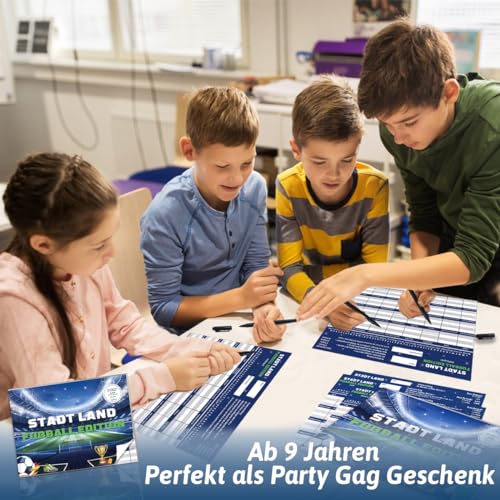 Stadt Land Fussball Spiele, Fussball Geschenke Junge ab 9 10 11 12 13 14 Jahre, Geburtstag Geschenkideen Kartenspiel, Ostergeschenke, Ostern Kommunion Konfirmation Jugendweihe Firmung Geschenke