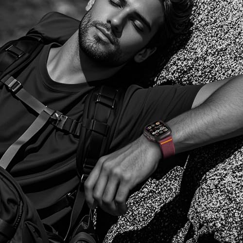 Image of GETSABLE Stretchy Elastic Sport Strap Compatible with Apple Watch Ultra 3 /2 /1 49mm 46mm 45mm 44mm, Magnetic Nylon Band for iwatch Series 11 /10 /9 /8 /7 /6 /5 /4 /3 /SE (Wine Red)