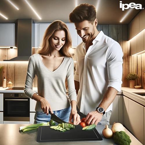 IPEA Schneidebrett aus Druckbehandeltem Holz HPL Elegant und Solide - Made in Italy - 33 x 23 cm - Schneidebrett Schwarz Rechteckig, für die Küche, für Käse, Vorspeisen, Gemüse, Brot, Salami – Tablett