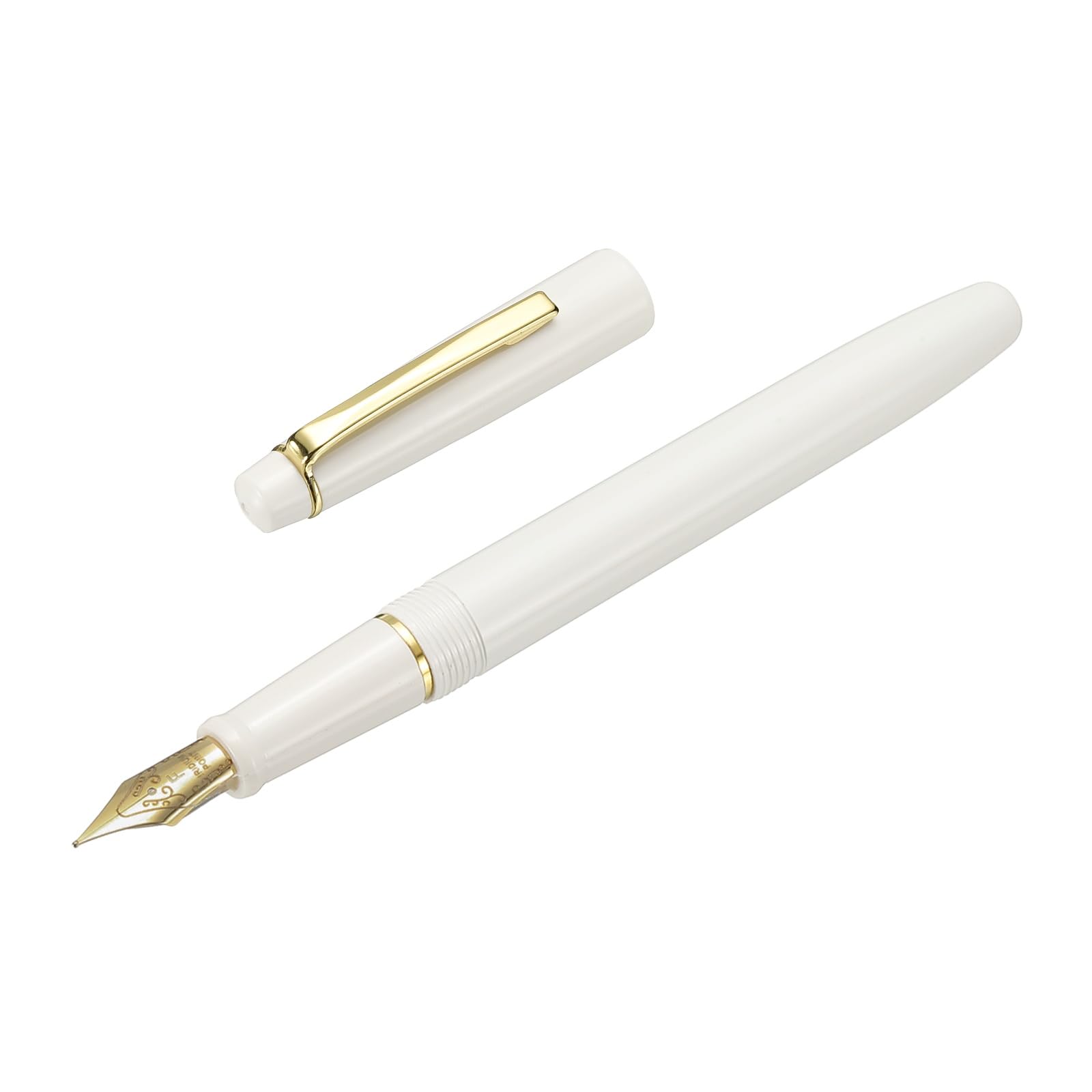 PATIKIL Fountain Pen Medium Nib, Fountain Pen Barrel Handcrafted Pen for Professional Office Journaling Gifts, White