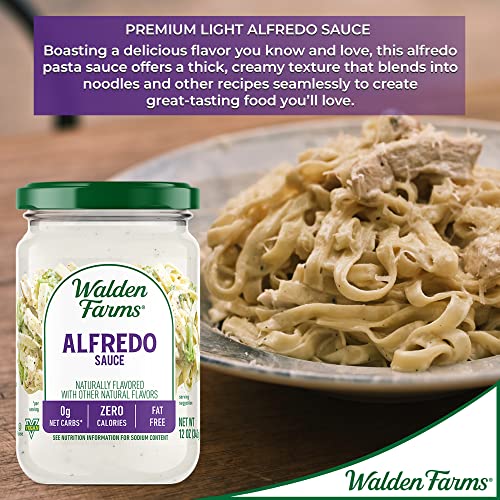 Walden Farms Light Alfredo Sauce, 12 Oz. Jar (Pack Of 6) Thick, Creamy, Fresh & Flavorful, Vegan, Paleo & Keto Friendly, Non-Dairy Milk Substitute, 0G Net Carbs - Perfect For Chicken, Fish, And More #TOP5